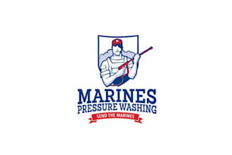 design amazing marines pressure washing logo