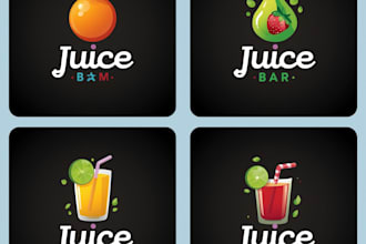 design juice bar, fruit vegetable shop restaurant logo