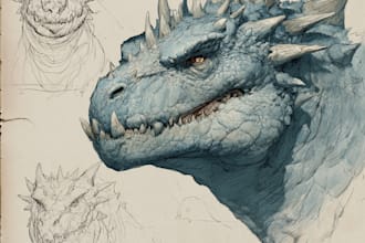 make concept art for characters, dragons and monsters