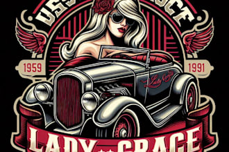 design high quality vintage lady grace logo with t shirt design