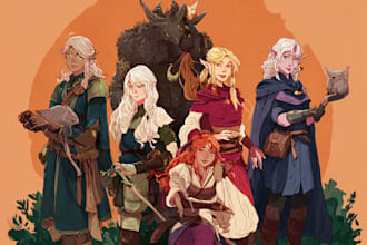 draw dnd party art illustration