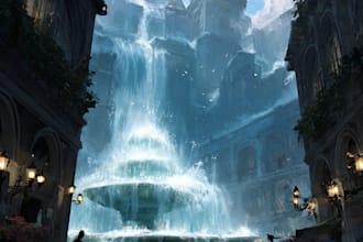 illustrate environments, landscapes, board game, concept art