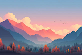 draw a flat vector landscape illustration