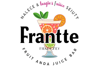 design juice bar, food fruit shop, juiceo or restaurant logo