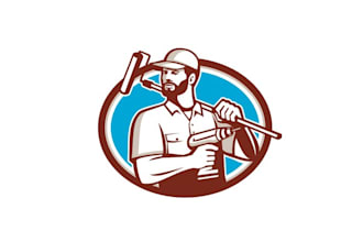 make high resolution a handyman logo for home handy work