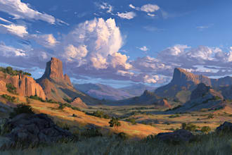 draw the landscape illustration or concept art