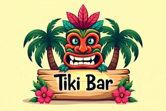 illustrate amazing tiki bar logo design for your business