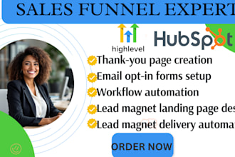 setup sales funnel, lead magnet for digital marketing agencies on hubspot, ghl