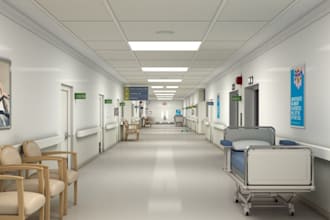 design 3d hospital, clinic, pharmacy, laboratory, pharmaceutical, healthcare cgi