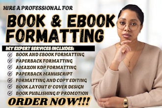 do book and ebook formatting, amazon KDP paperback formatting and layout design