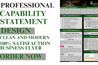 design government capability statement, professional statement, business