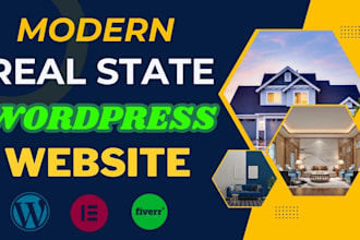 design a modern real estate wordpress website with elementor