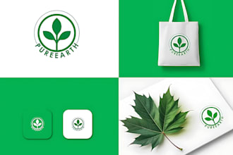 make eco friendly, green, natural, organic, agriculture logo