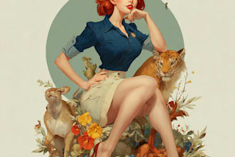 draw a pin up girl and pin up girl of art