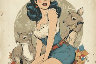 draw a pin up girl and pin up girl and art
