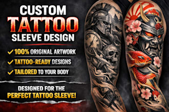 create premium custom tattoo sleeve, tailored tattoo artwork, tattoo design