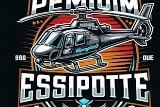 premium esport helicopter logo with t shirt design