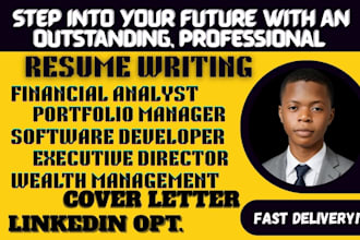 write a financial analyst, portfolio manager, operation manager, and resume