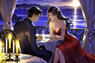 draw anime couple art portrait  fan art