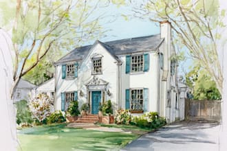 paint watercolor house portrait
