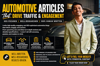 write automotive articles with SEO human written blogs