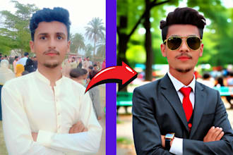 edit profile pictures with background change, dress change and add objects