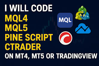 code using mql5, mql4 on mt5, mt4 or strategy on tradingview pinescript, ctrader