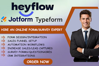 build sales and lead funnels, quizzes,forms with heyflow, typeform, surveymonkey
