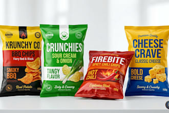 design professional chips packaging, snacks pouch, and food packaging