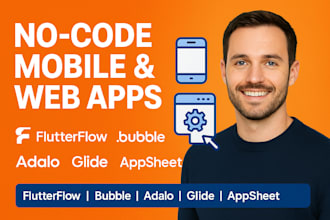create no code mobile web app code using flutterflow, bubble io, adalo thunkable