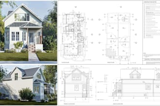 draw  2d architectural floor plans, elevations, house permit drawings in autocad