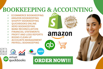 do ecommerce bookkeeping, shopify and amazon accounting with quickbooks online