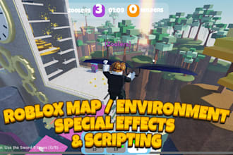 create full roblox game, roblox maps, low poly assets, scripting, game ui