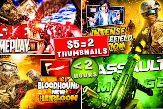 design attractive gaming youtube thumbnail in 2 hours