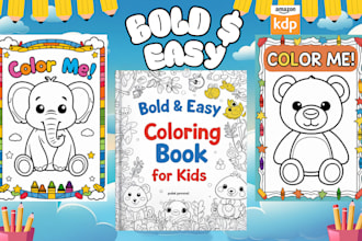 do bold and easy children coloring, coloring pages book amazon kdp coloring book