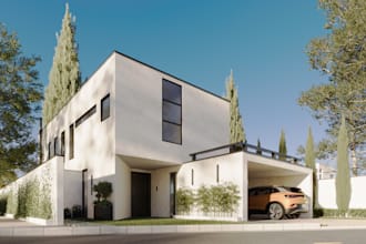 design modern exterior facade with realistic 3d render