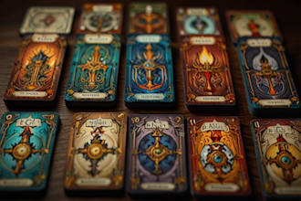 design card game board tcg tarot playing card template rulebook illustration