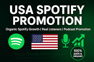 do USA spotify promotion, organic spotify growth, and spotify podcast promotion