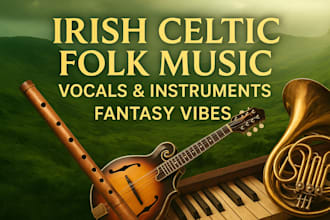 record irish celtic folk songs with vocals, flute, piano, mandolin, bouzouki