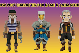 model 3d lowpoly character for 3d game, rendering and animation, 3d lowpoly game