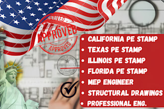 florida texas california illinois pe stamp structural drawings mep electric plan
