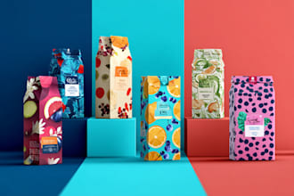 design a creative food product packaging, pouch, box design