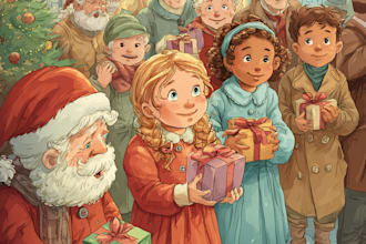 do christmas illustration for children book, picture book, coloring book, poster