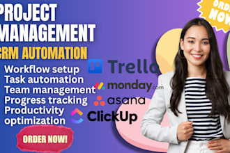 setup asana clickup trello monday project management automation workflow for you