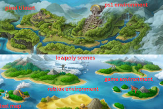 create pixel tileset low poly ps1 retro game environment map roblox