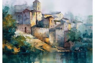 draw original watercolor landscape or architecture art