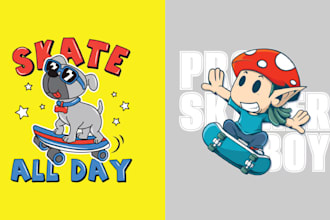 create high quality t shirt cartoon skate logo