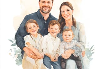 custom watercolor family portrait from photo