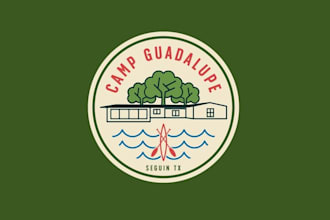 design fun funky riverfront summer camp logo