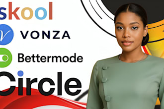 design vonza website, setup skool circle bettermode community build sales funnel